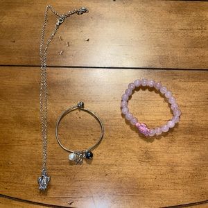 Turtle jewelry from Hawaii. Silver Pearl turtle necklace & bracelet &pink stone